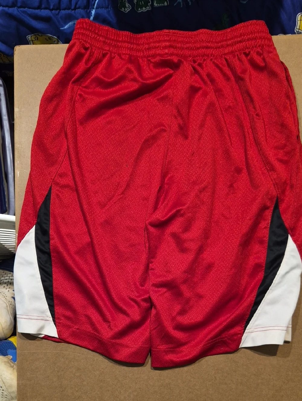 Nike Men’s Red Athletic Shorts with Black Panels and White Trim  Size Small